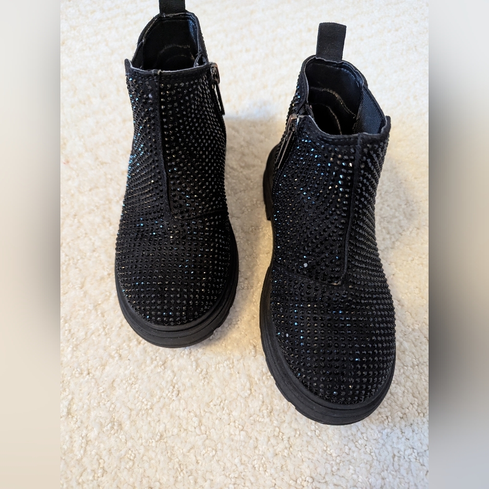 Nina Girls Black Rhinestone Prisila2 boots Size 11
